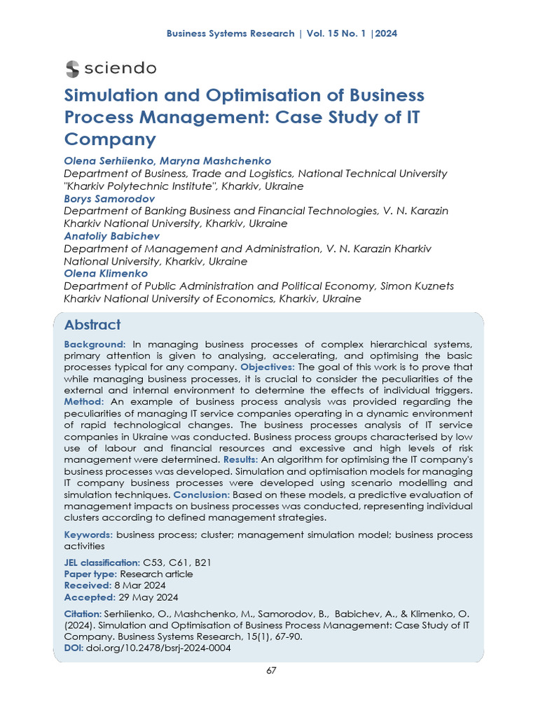 Simulation and Optimisation of Business Process Ma | PDF