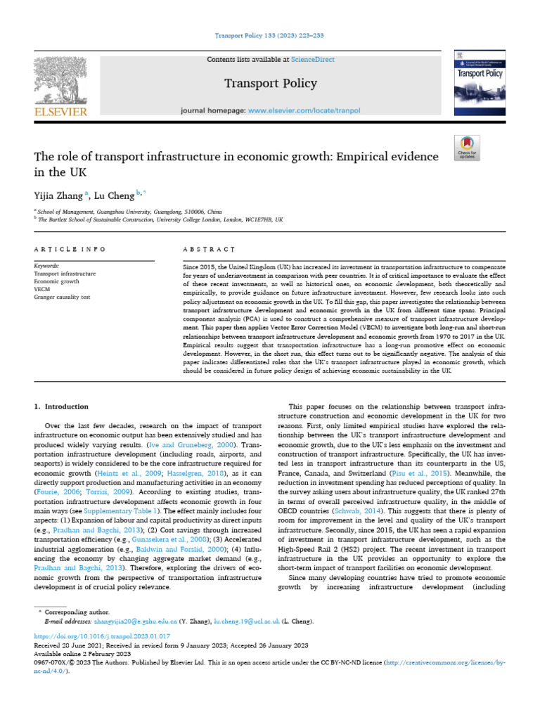 The Role of Transport Infrastructure in Economic Growth em - 2023 ...