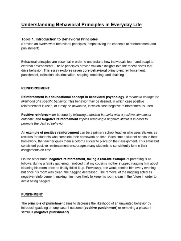 Project-Understanding Behavioral Principles in Everyday Life | PDF ...