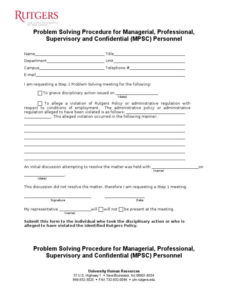 Problem Solving Form | PDF | Employment | Government