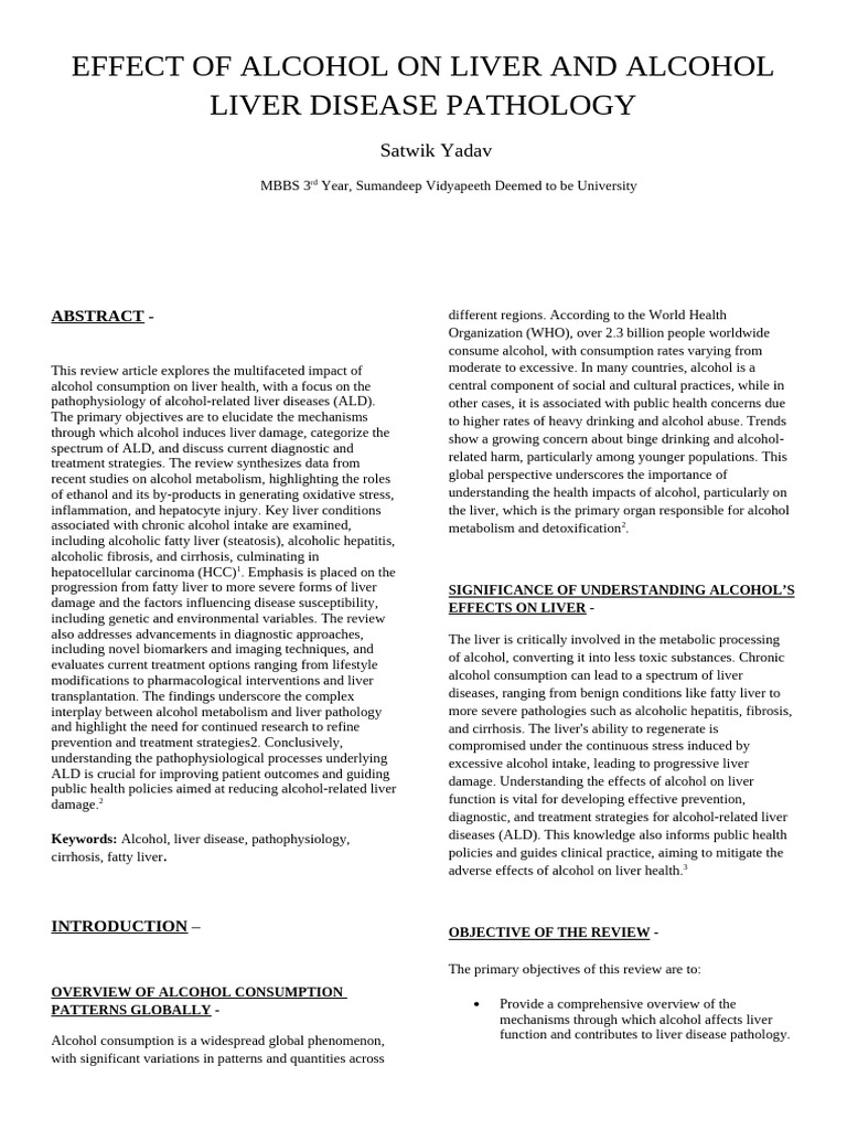Effect of Alcohol On Liver and Alcohol Liver Disease Pathology | PDF ...