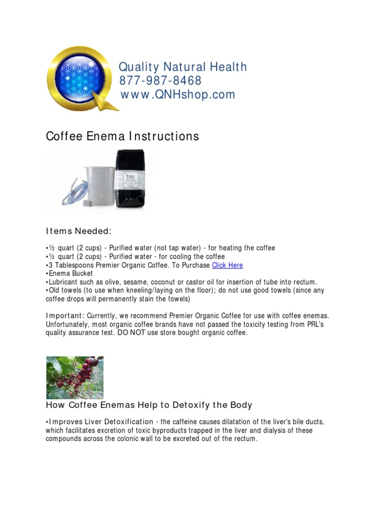 Coffee Enema Instructions PDF Coffee Liver