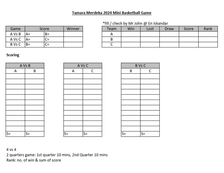 Tamara Merdeka 2024 Basketball Mini Game | PDF