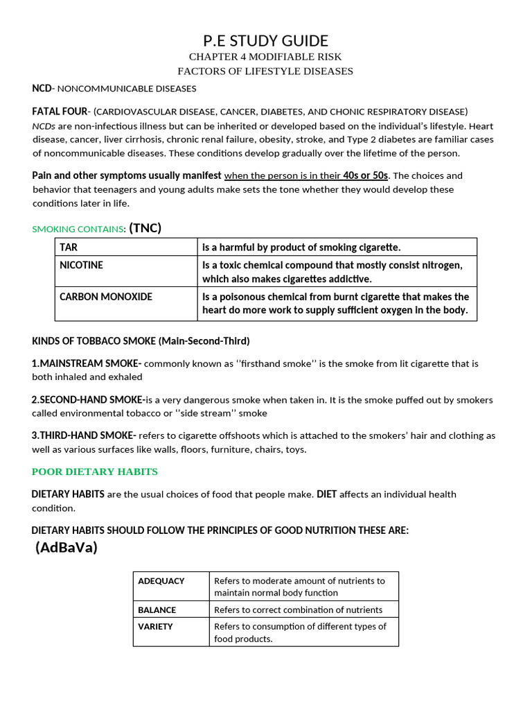 Modifiable Risk Factors of Lifestyle Diseases | PDF