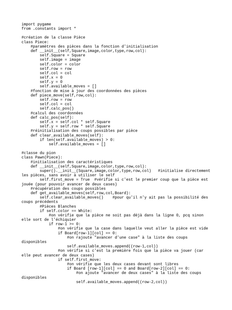 Chess Piece Movement Logic in Python | PDF