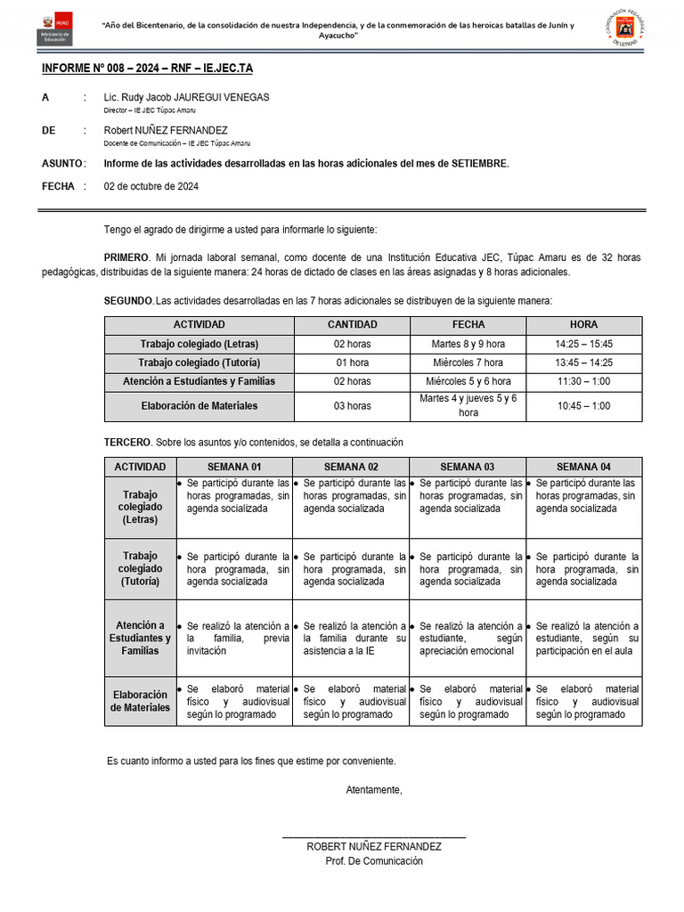 TA24 - Informes HA - RNF - SETIEMBRE | PDF