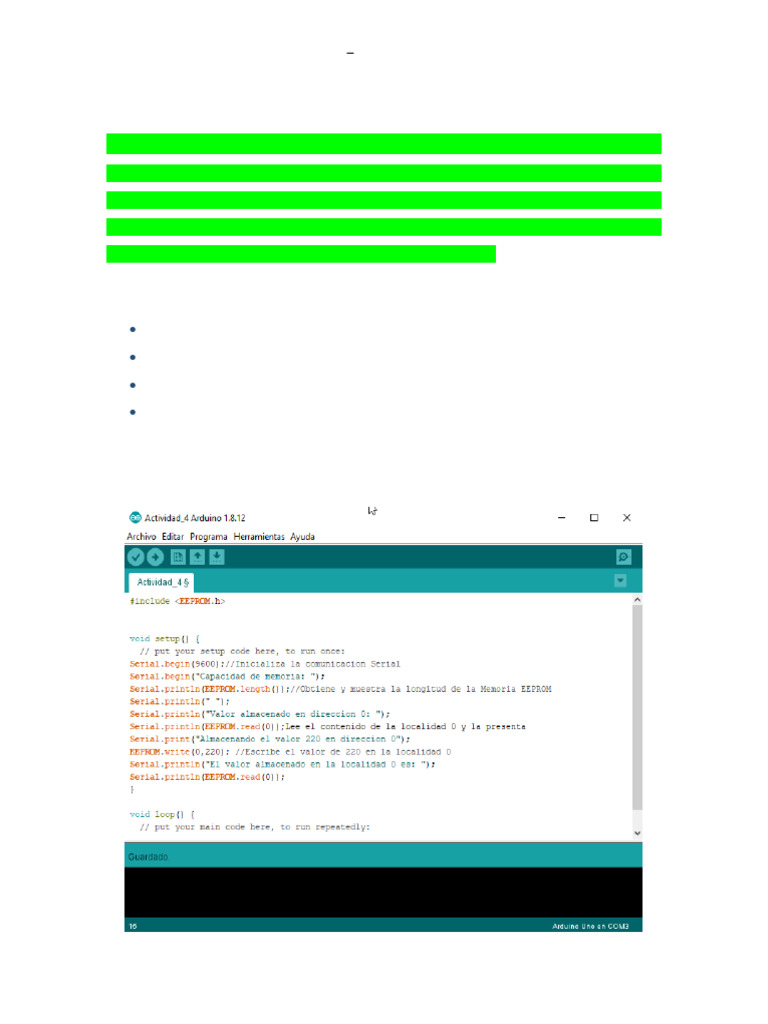 IOT Arduino - Uso de Memoria EEPROM y Mon. Serial | PDF