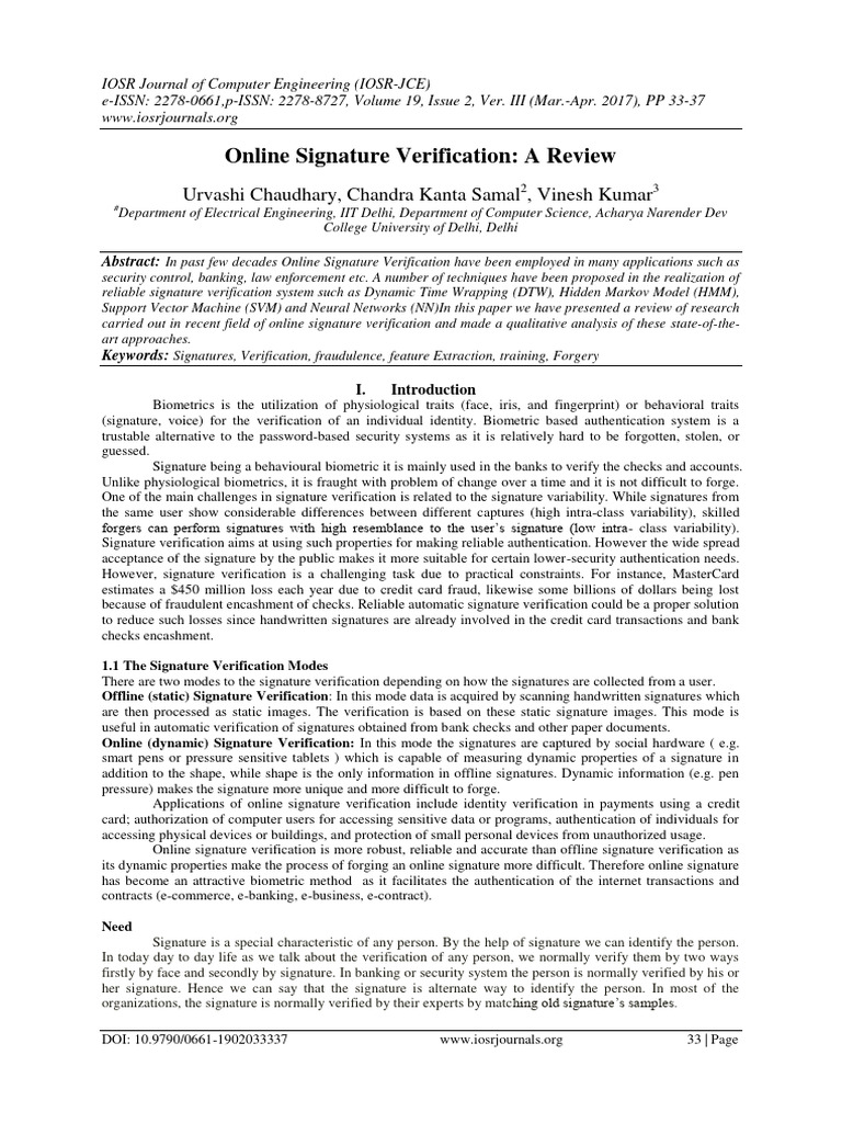 Online signature verification a review chaudhary pdf