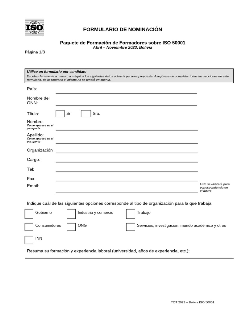 Anexo I - Nomination Form - ESP | PDF
