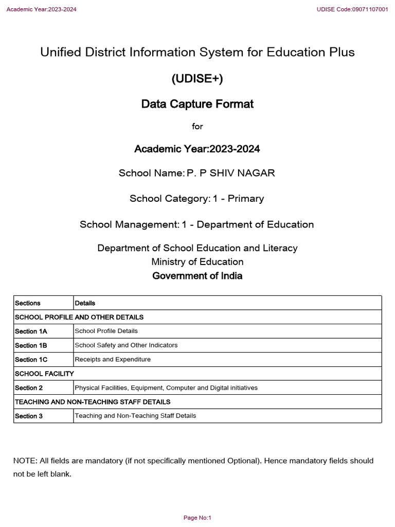 Unified District Information System For Education Plus: (UDISE+) Data ...