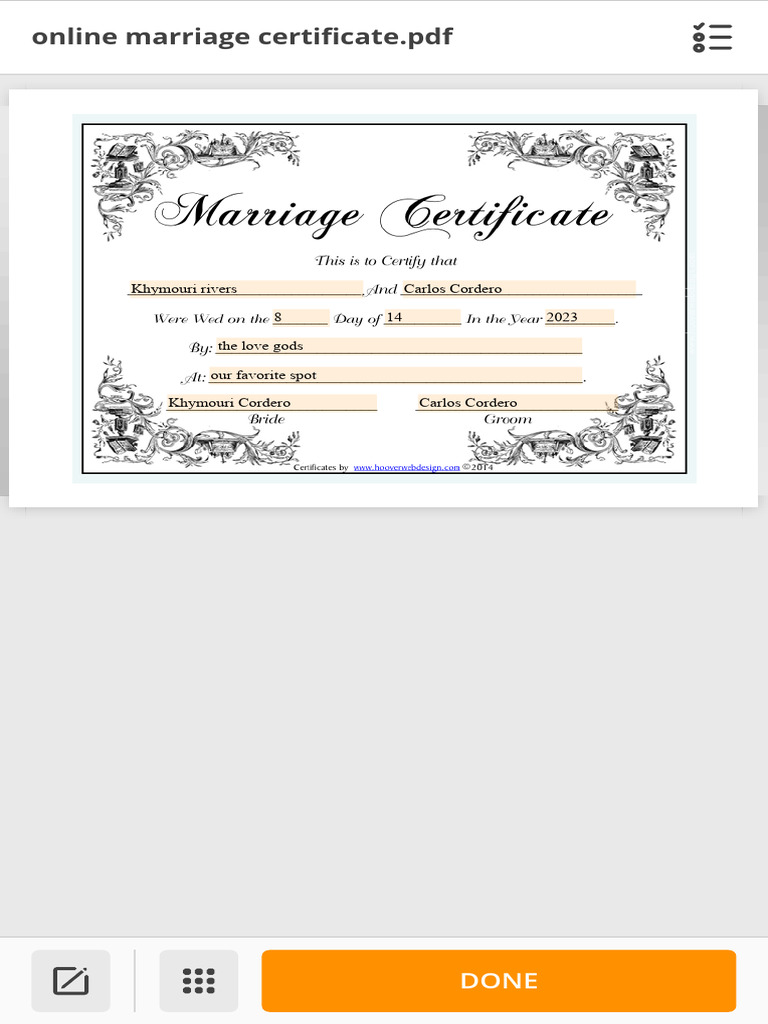 PDFfiller - Online Marriage Certificate.pdf | PDF