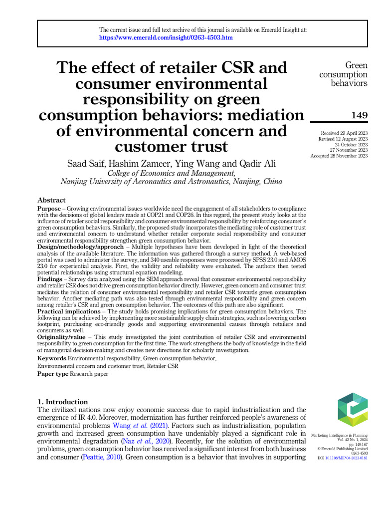 Retailer CSR's Impact on Green Consumption | PDF | Corporate Social ...