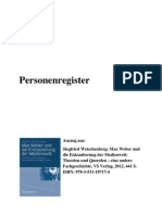Personenregister, Auszug Aus: Siegfried Weischenberg: Max Weber Und Die Entzauberung Der Medienwelt