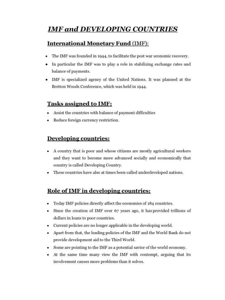 Imf and Developing Countries - Docxfinal | PDF | Social Science