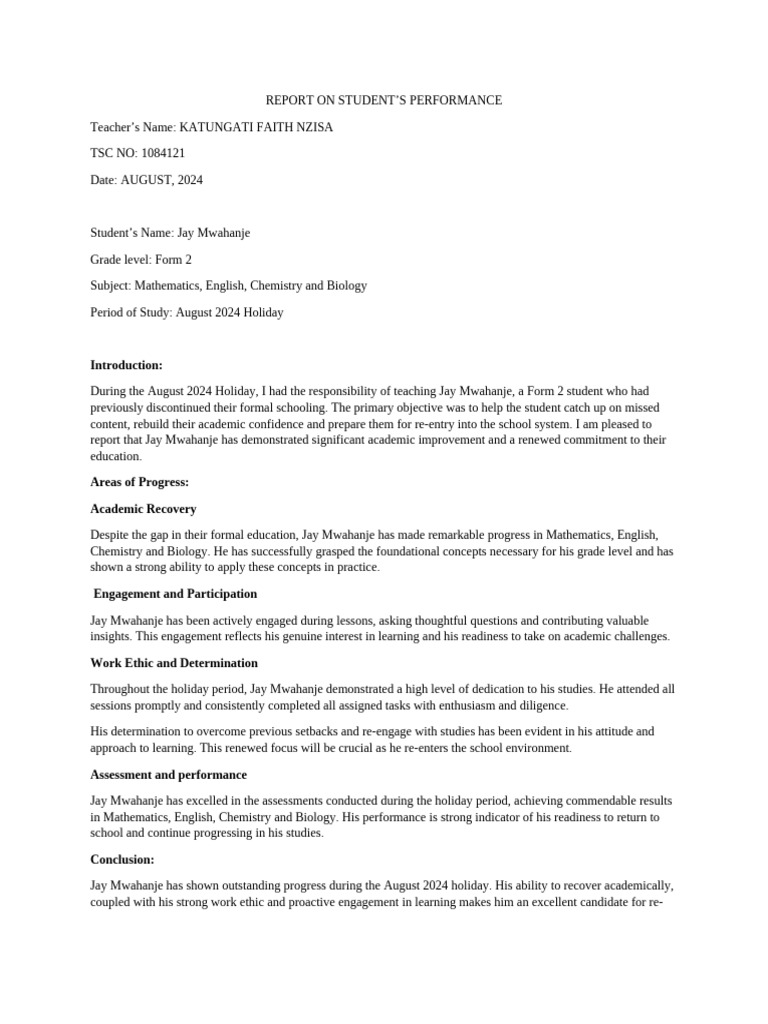 Report On Student | PDF