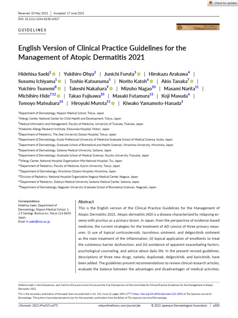 The Journal of Dermatology - 2022 - Saeki - English Version of Clinical ...