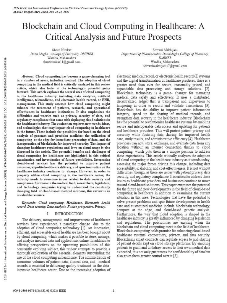 Blockchain and Cloud Computing in Healthcare A Critical Analysis and ...