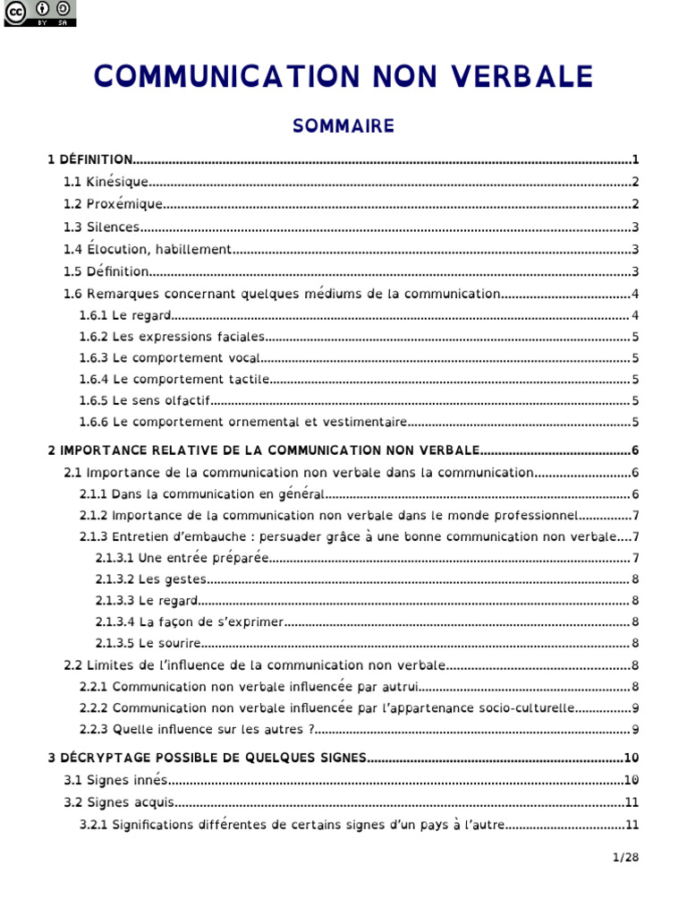 Communication Non Verbale COURS Od | PDF