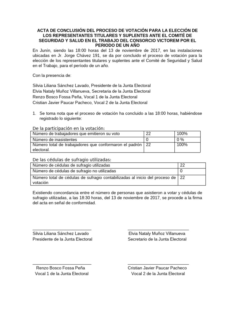 08acta Conclusion Proceso | PDF