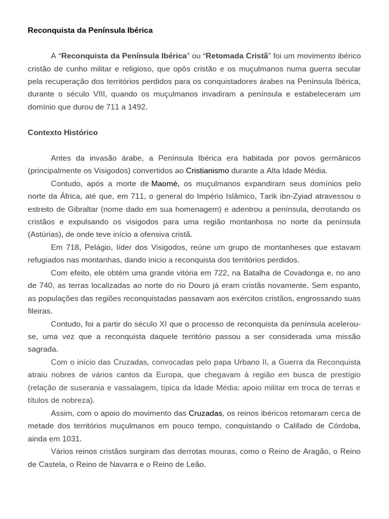 Reconquista Da Península Ibérica | PDF