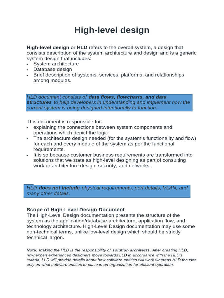 High-Level Design Document Overview | PDF | Computer Programming | System