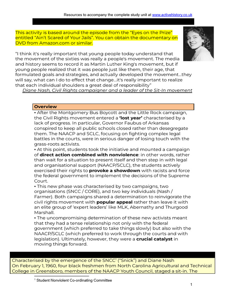 KEY Sit-In and Freedom Rides | PDF | Student Nonviolent Coordinating ...