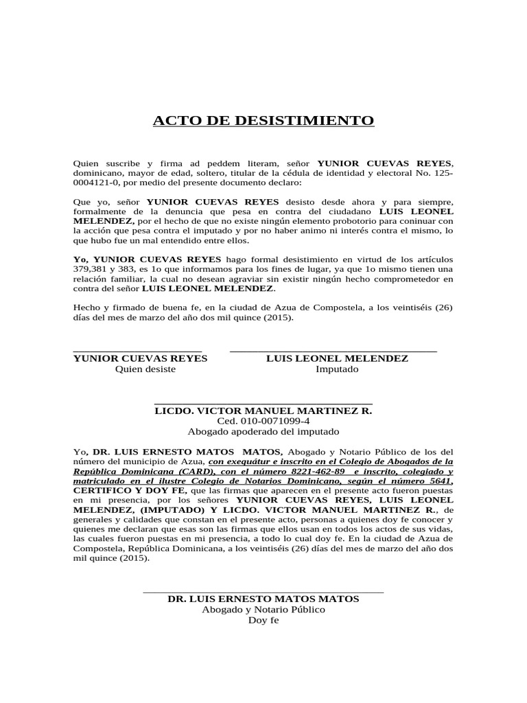 Acto de Desistimiento | PDF