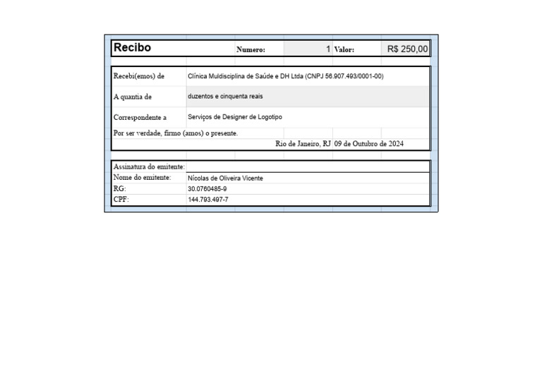 Modelo de Recibo - Recibo | PDF
