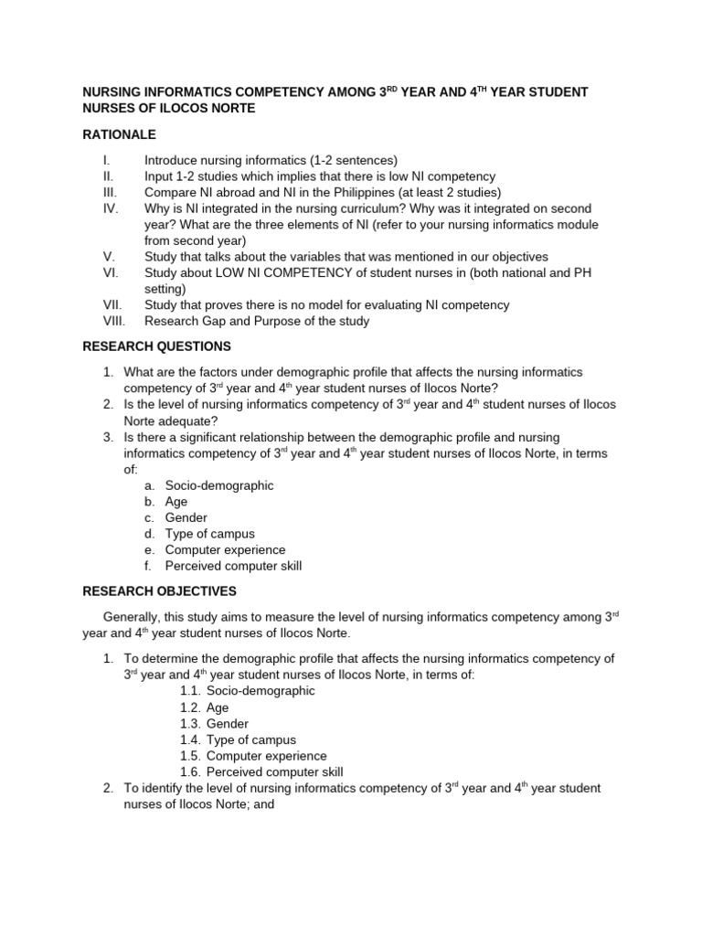 Nursing Informatics Competency Among 3 Year and 4 Year Student Nurses ...