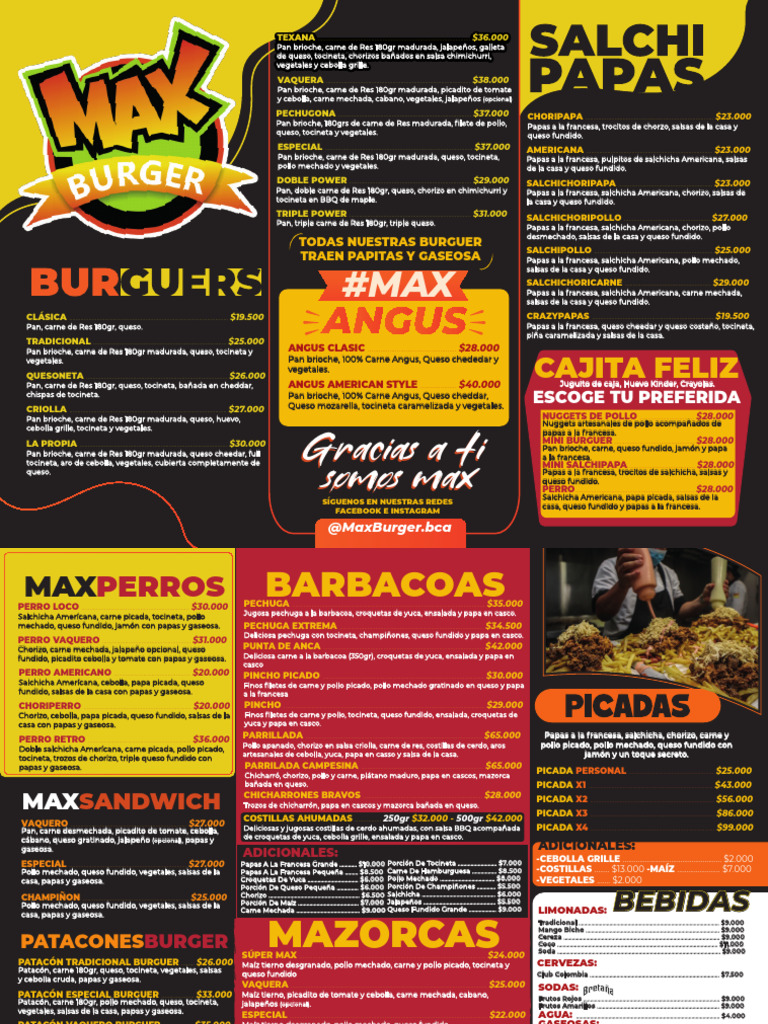 Carta Max Burguer precios nuevos | PDF