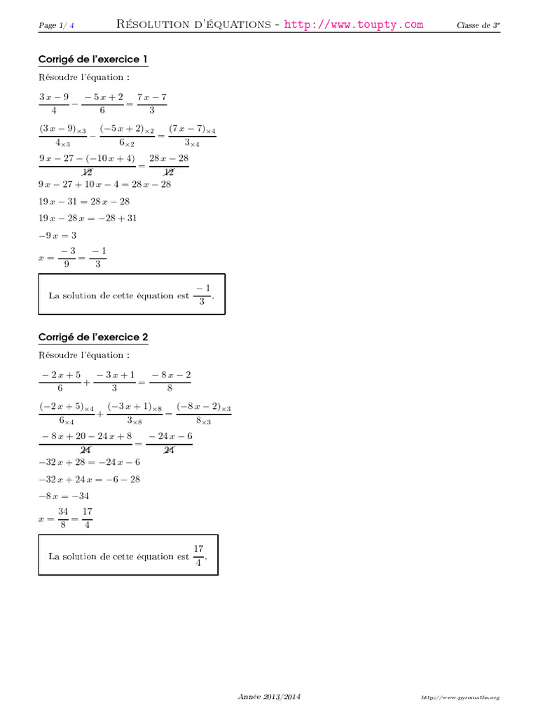 Equation 2 Corrige | PDF