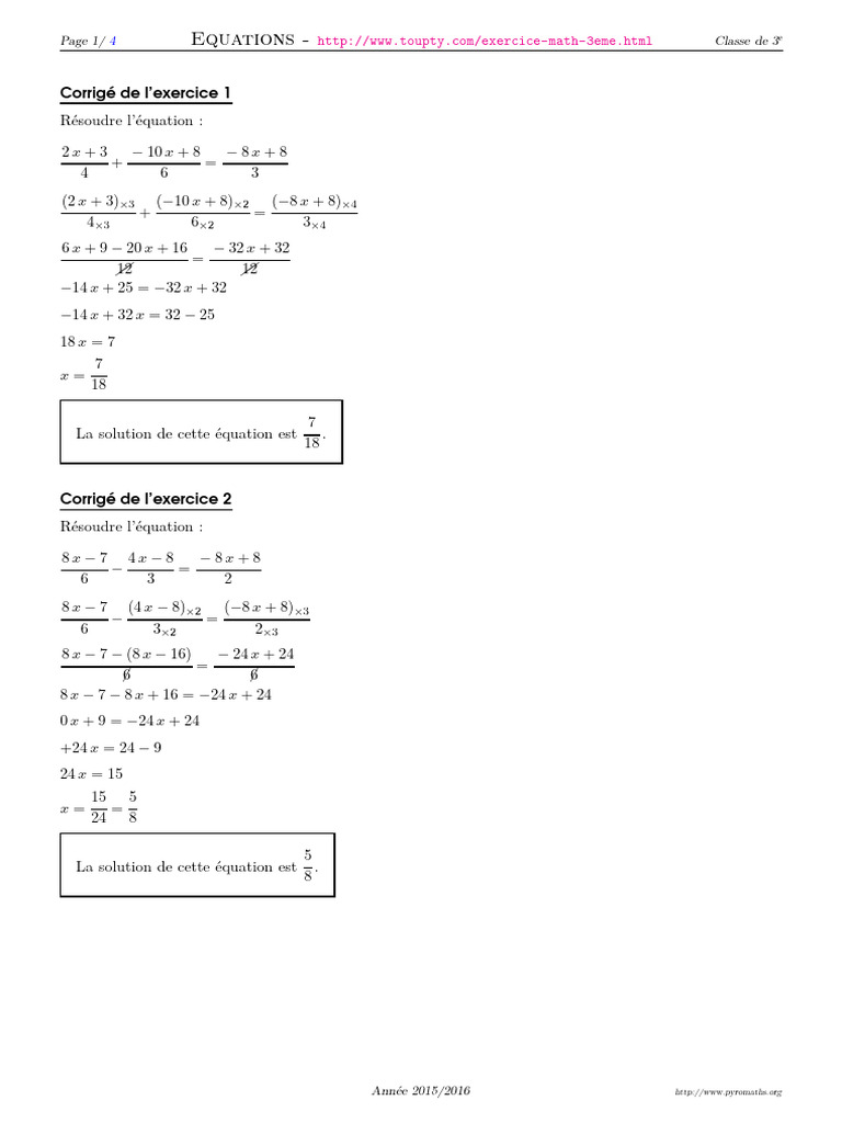 Equation 3 Corrige | PDF