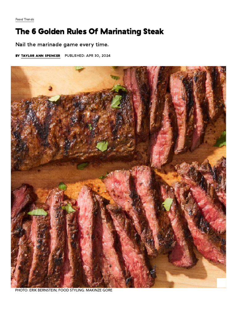 How To Marinate Steak - The 6 Golden Rules For Marinating Steak | PDF