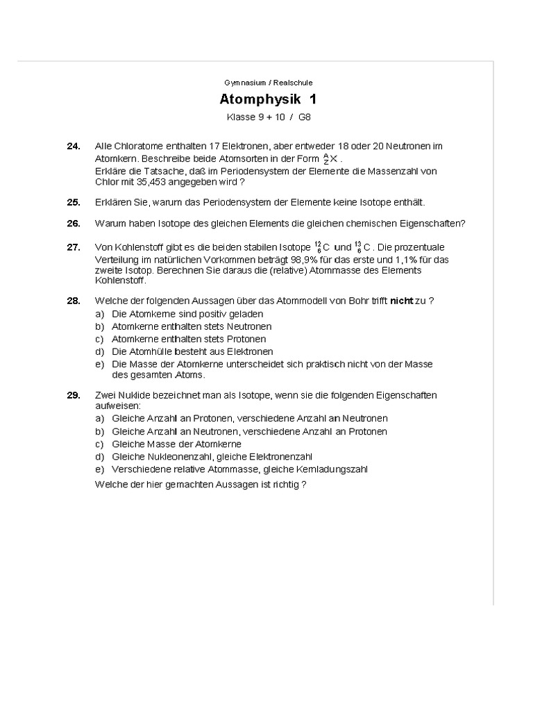 Atomphysik 1_Klasse 9-10 Atomaufbau 3 | PDF