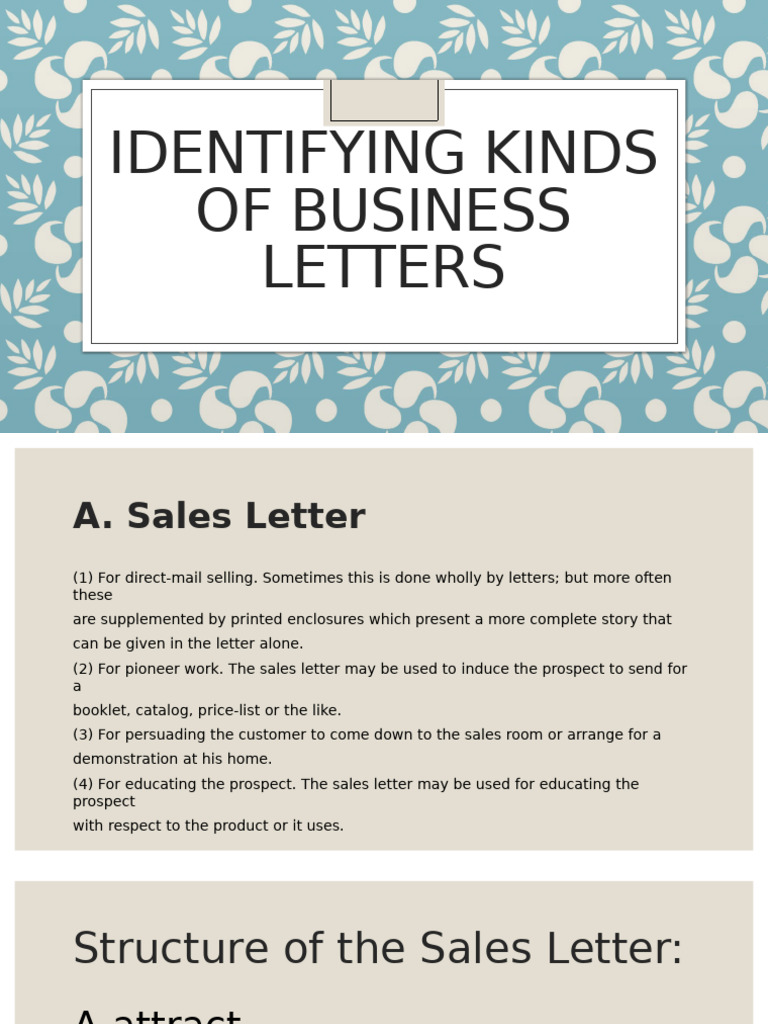Identifying kinds of business letters pdf