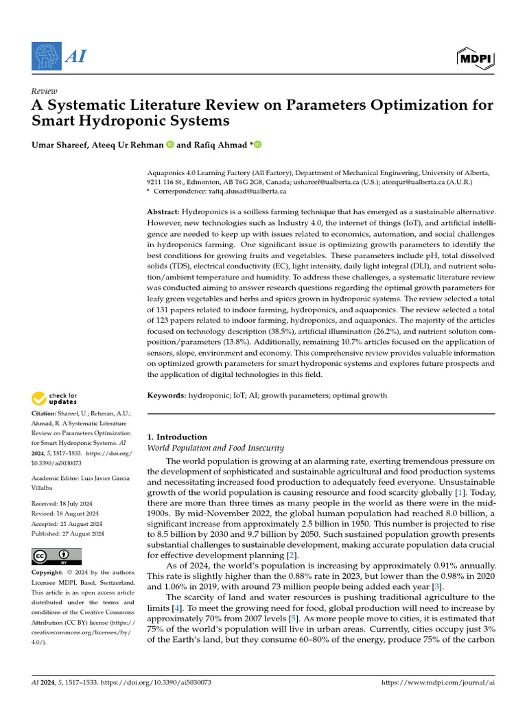 A Systematic Literature Review On Parameters Optimization For Smart ...