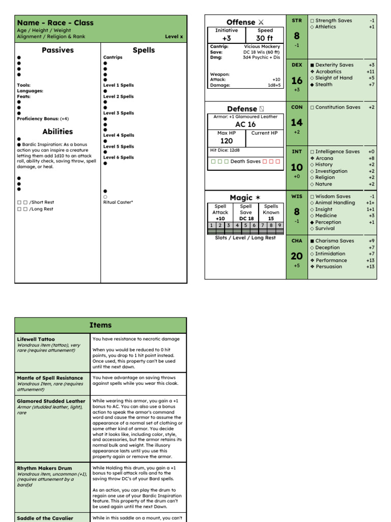 DND Custom Sheet | PDF