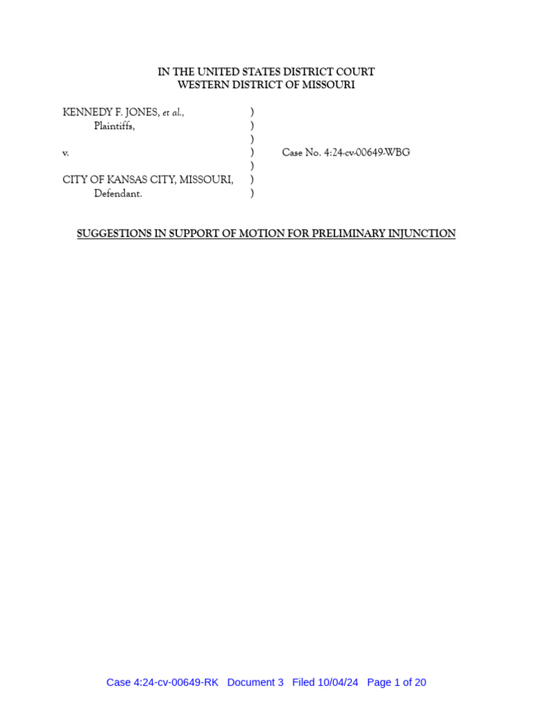 Injunction Motion Against KC Ordinance | PDF | Federal Preemption ...