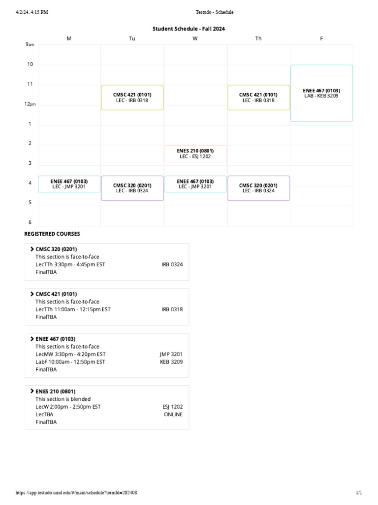 Printed Schedule PDF