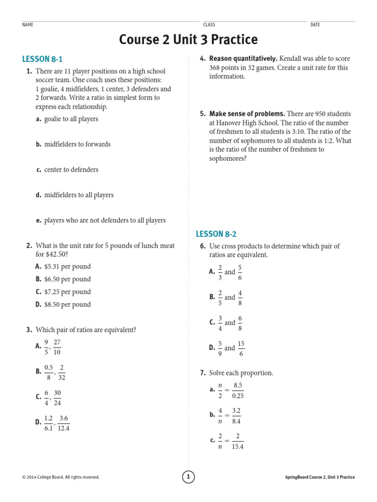 Course 2 Unit 3 | PDF