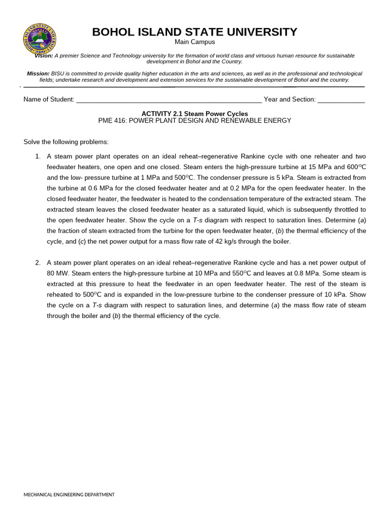 Activity 2 1 steam power cycle pdf