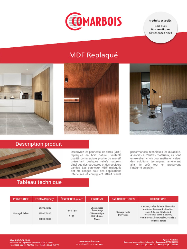 Fiche MDF Replaque | PDF
