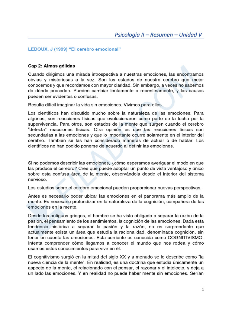 Emociones y Cognición en Psicología | PDF | Las emociones | Mente