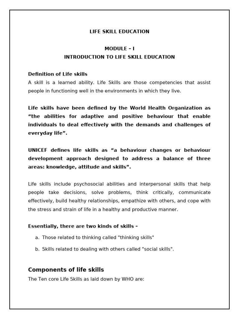CH 1 Life Skills | PDF