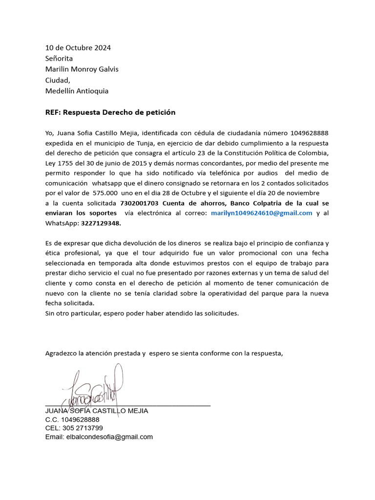 Respuesta Derecho de Petición | PDF