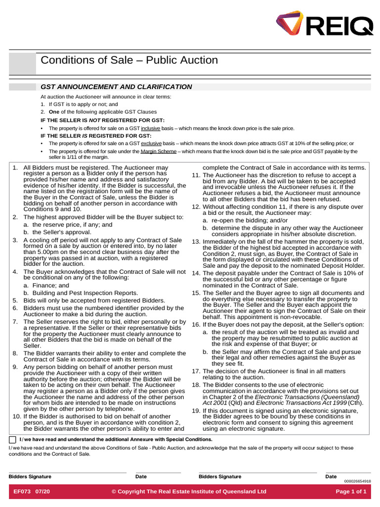 Conditions of Sale - Public Auction | PDF | Auction | Law