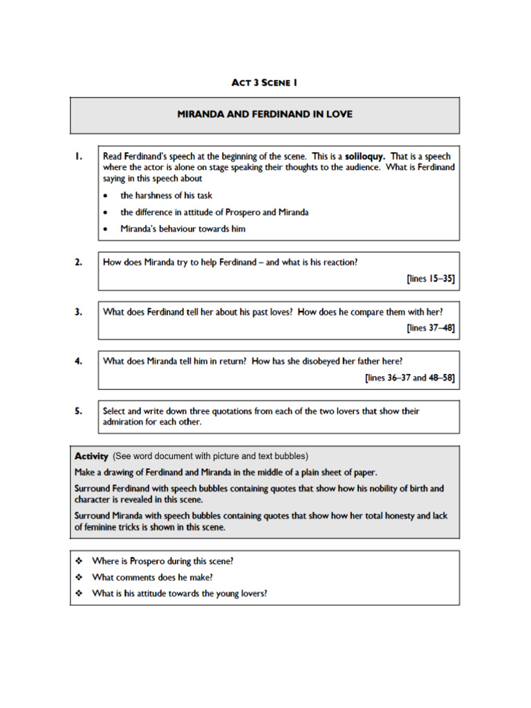 Miranda and Ferdinand in Love | PDF