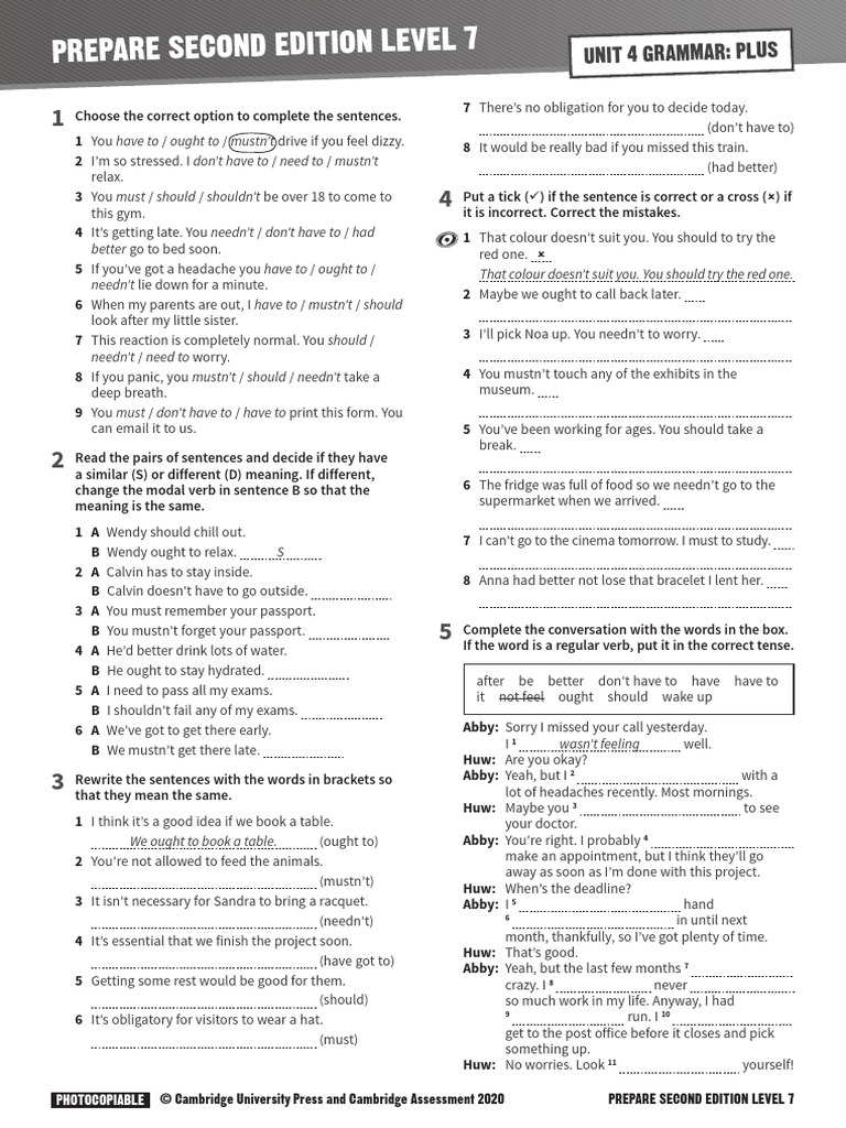 PREPARE 7 Grammar Plus Unit 04 | PDF