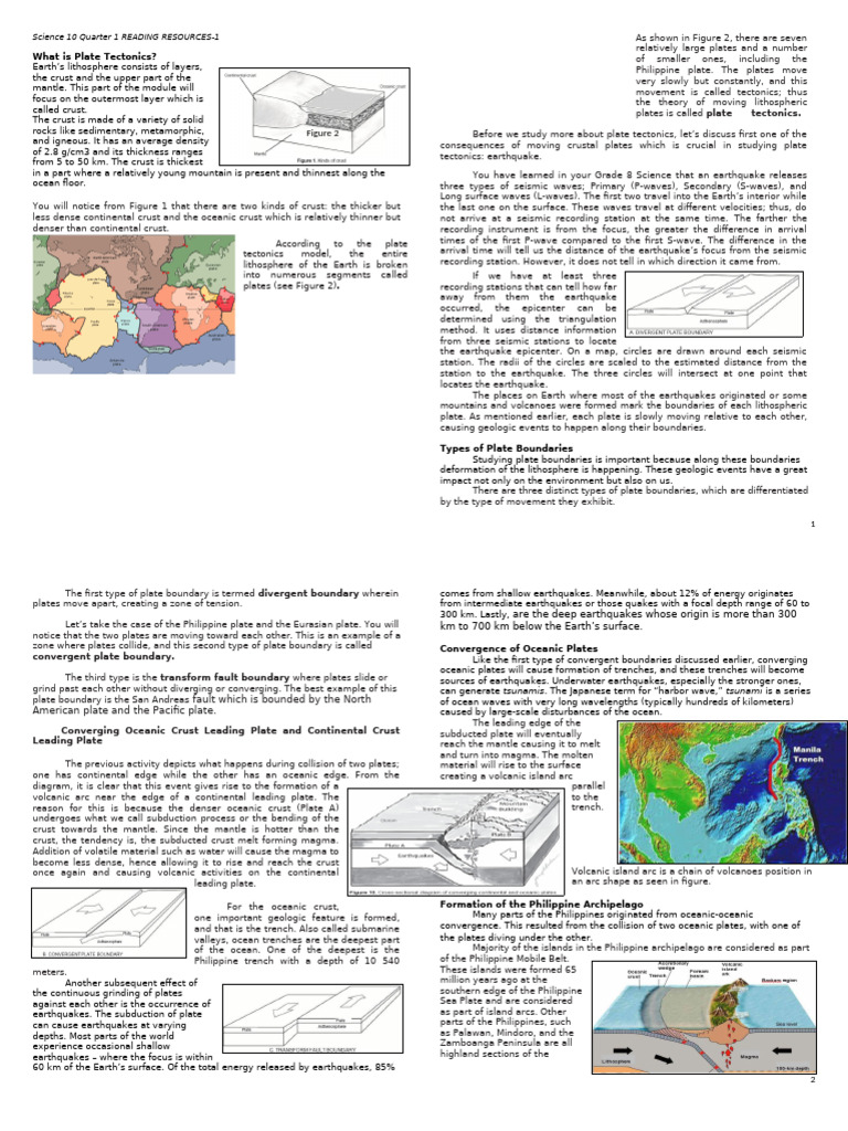 Q 1 M 1 Reading Resources | PDF | Plate Tectonics | Volcano