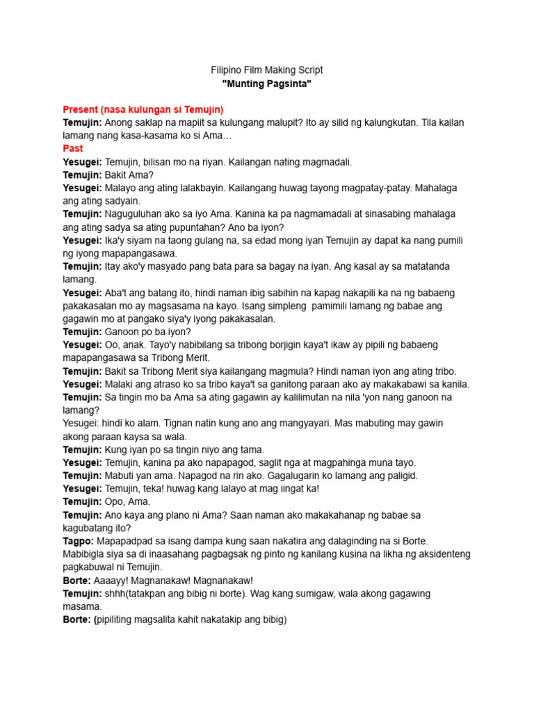 Munting Pagsinta Script | PDF